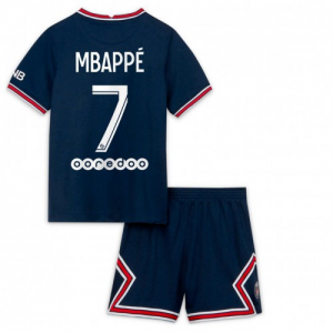 Koszulka Paris Saint-Germain Kylian Mbappé 7 Dziecięca Główna 2021 2022 – Krótki Rękaw （+ Krótkie Spodenk）