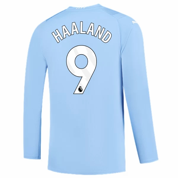 Koszulka Manchester City Erling Haaland 9 Główna 2023 2024 – Długi Rękaw